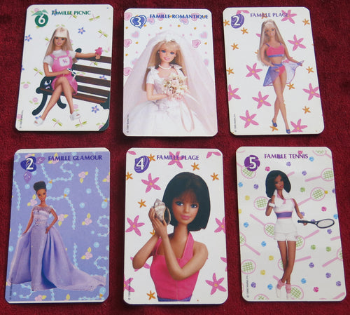 Jeu de cartes vintage pour poupée Barbie 1998