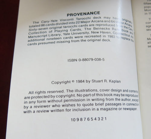 The  Cary-Yale Visconti Tarot 1984- Stuart R. Kaplan - Historic Italian Ancient Tarocchi