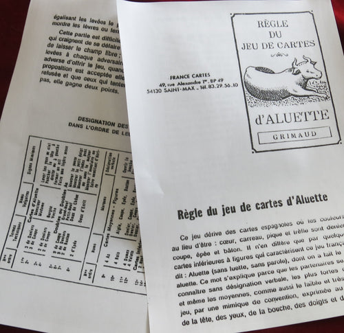 Jeu Aluette Années 90 - - Jeu de la Luette - le "Jeu de la Vache"