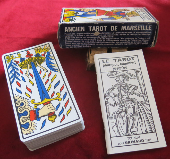 Ancien tarot de Marseille de Paul Marteau - "Le jeu le plus connu de Marseille" - Livret Tchalai - cartomancie - voyance - cartomancie