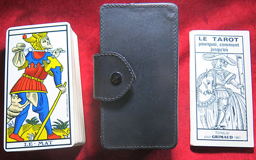 Luxury Tarot of Marseille Vintage withs  black leather case