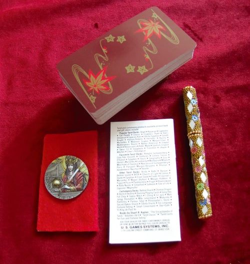 Ukiyoe Tarot Deck + Boîte de tarot en bois pour cartes Divination Astrologie - Fortune Telling japonaise - Rituel de divination shinto du Japon