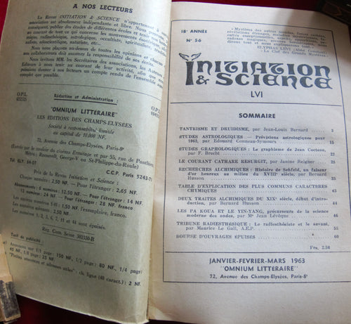 Initiation et science N° 56, 1963 Esotérisme, Magie