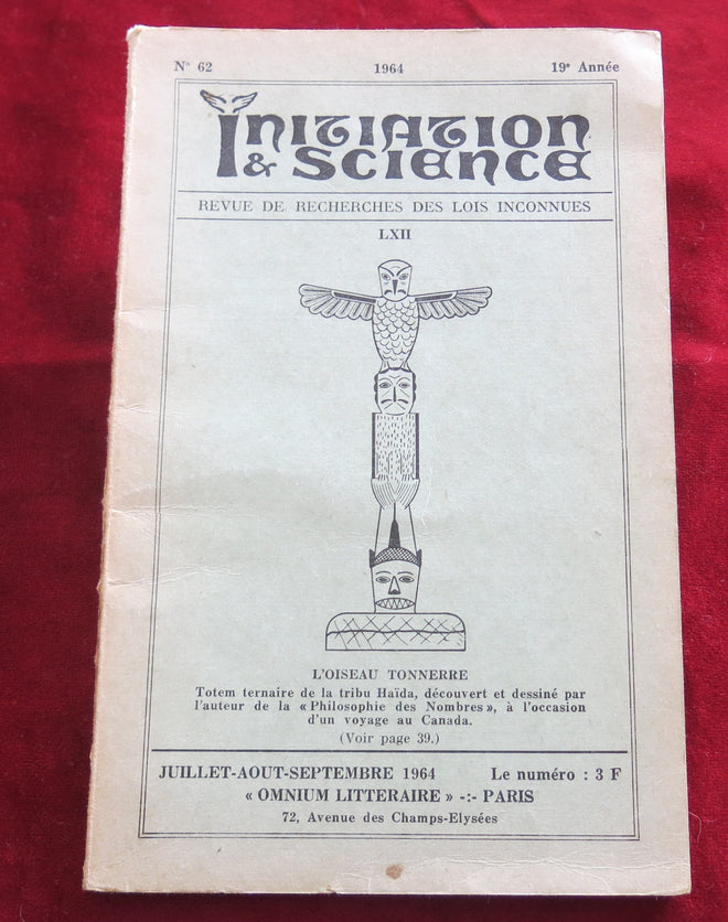 Magazine Occulte Vintage - Initiation &amp; Science N° 62, 1964 Tantra, Rituels, Divinités - Esotérisme, Magie