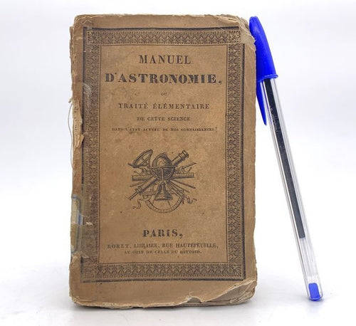 1827 Livre d'astronomie antique - Manuel d'astronomie + 4 planches pliantes - Livre d'astrologie ancienne - Collection occulte interdite