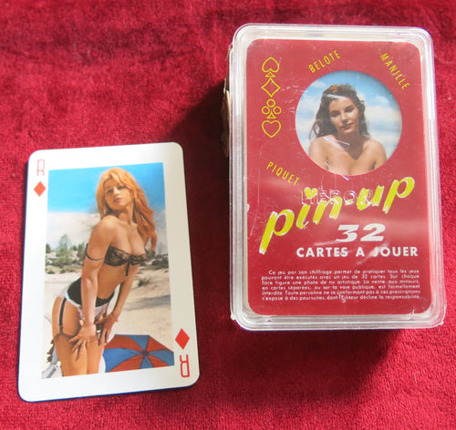 1960-70 Cartes à jouer nues érotiques - 32 cartes à jouer pin-up - belote - manille - piquet sexy filles érotiques nues