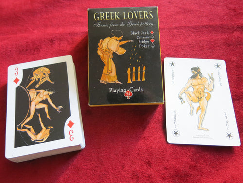Cartes à jouer érotiques pour les amoureux grecs - Thèmes de la céramique grecque antique - Amoureux du sexe grec ancien/Cartes à jouer : Vie sexuelle grecque antique