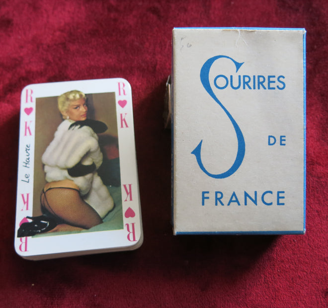 Cartes à jouer érotiques vintage des années 1950 - Pin Up Sourires de France - cartes Pin Up Français vintage