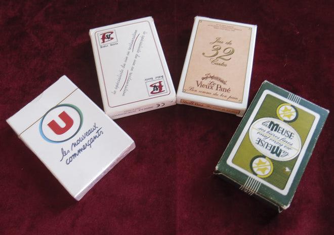 Lot de 4 jeux de cartes à jouer vintage Français